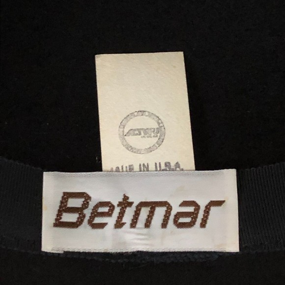 VTG Betmar 80\'s Wide Brim Black Bowler Style Wool Hat W/Ribbon Band And Bow